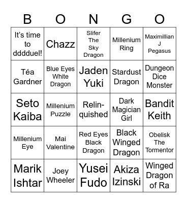 Yugi-O Bing-Go Bingo Card