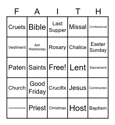 Faith Formation Bingo Card