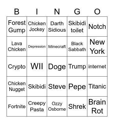 INFINITE CRAFT Bingo Card