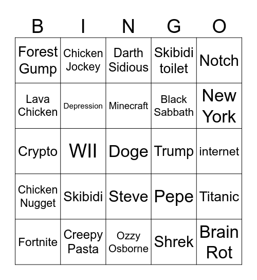 INFINITE CRAFT Bingo Card