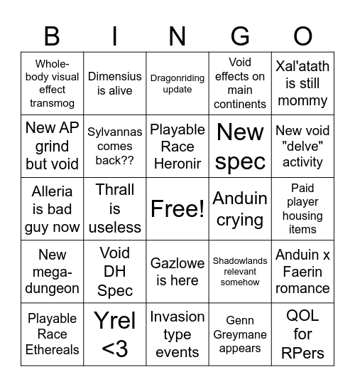 Midnight Bingo Card