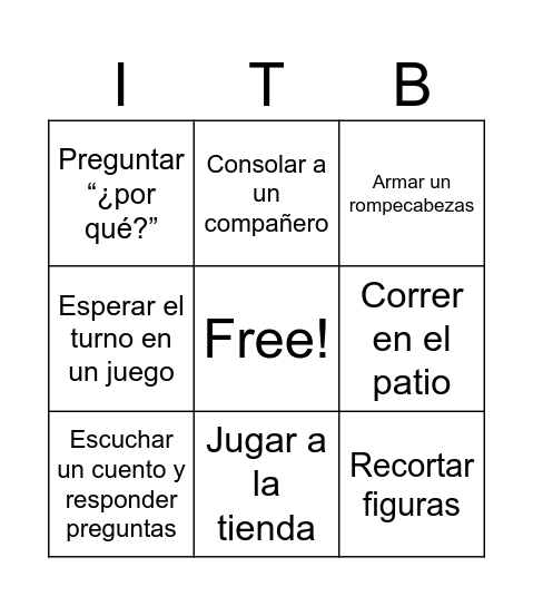 Bingo del Desarrollo Infantil Bingo Card