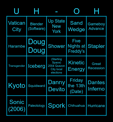 Wiki Race Relay Bingo Card