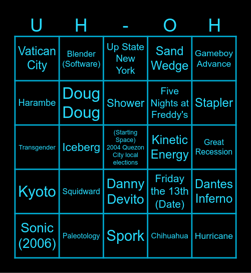 Wiki Race Relay Bingo Card