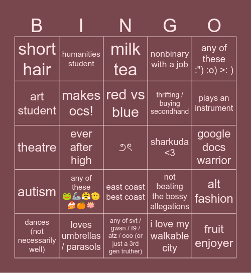 ciergooooo Bingo Card