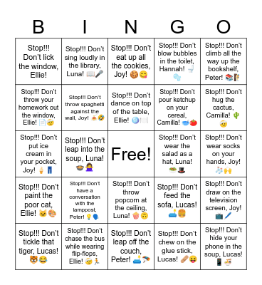 Stop!!! Don’t paint the poor cat, Ellie! 🐱🎨 Bingo Card