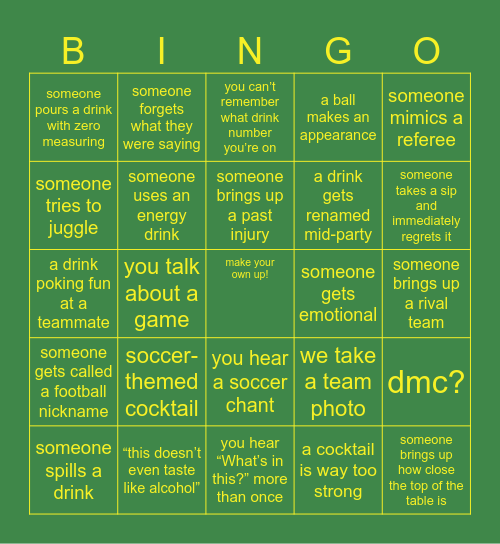 GI Womens Cocktail Night Bingo Card