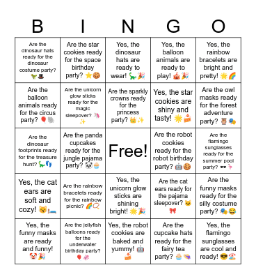 B8 L8 Are the funny masks ready for the silly costume party? 🎭😂 Bingo Card