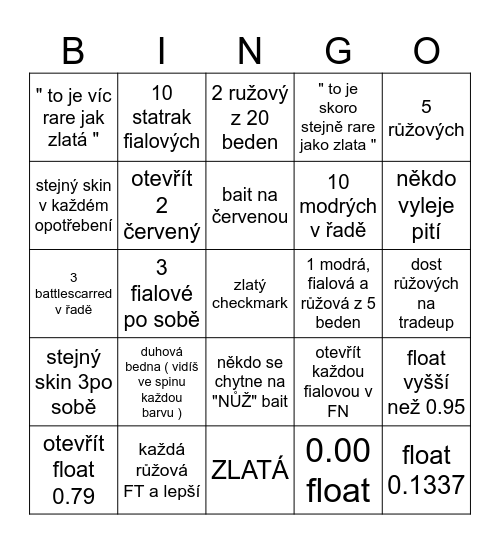 CSGO GAMBAAA Bingo Card