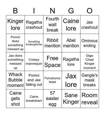 TADC Episode 6 Bingo Card
