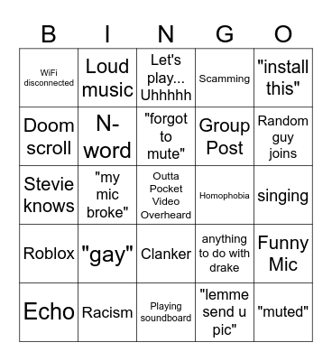 Xbox Party Bingo Card