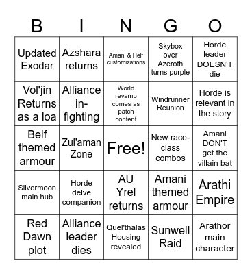 Midnight Predictions Bingo Card