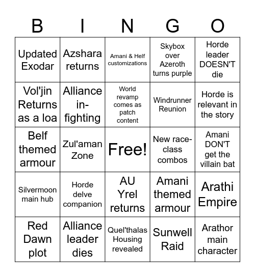 Midnight Predictions Bingo Card