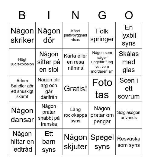 Film bingo Card