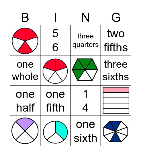 Fraction Bingo Card
