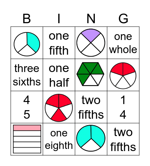 Fraction Bingo Card