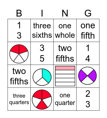 Fraction Bingo Card