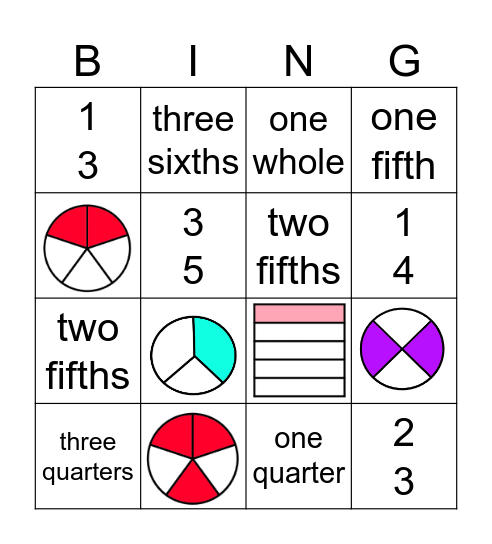 Fraction Bingo Card