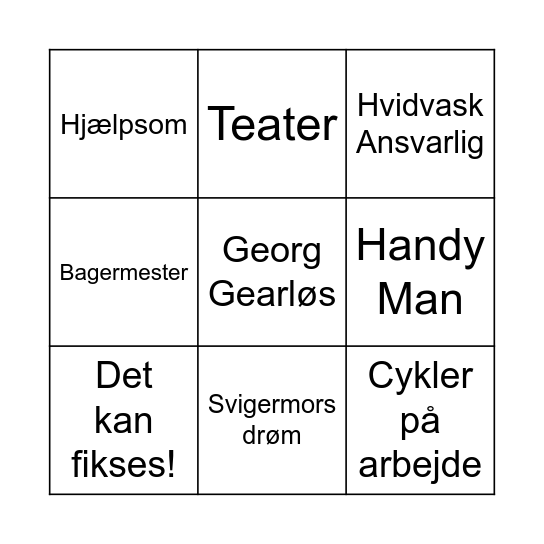 Banko ala Jørgen Bingo Card