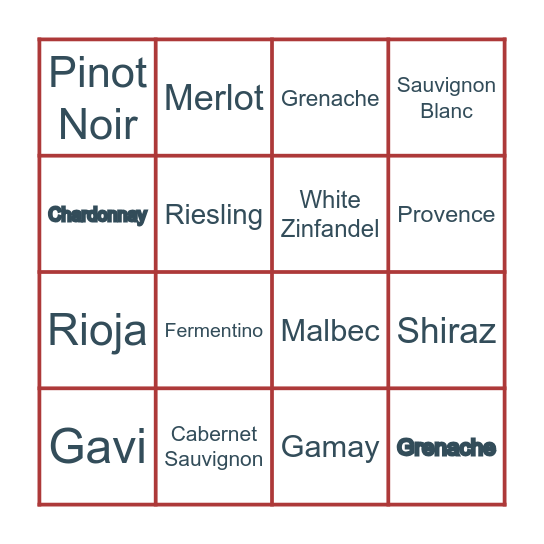 Gampsfest ‘25 Wine Bingo Card