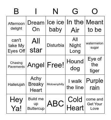 Music Bingo Card