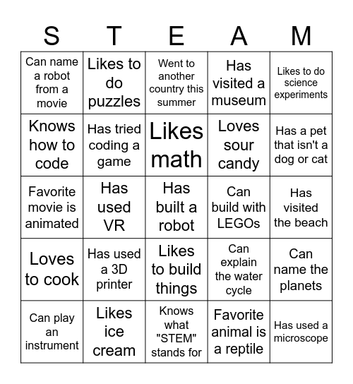 STEAM BINGO Card