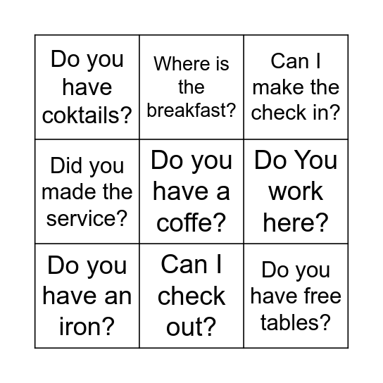 HOTEL BINGO Card