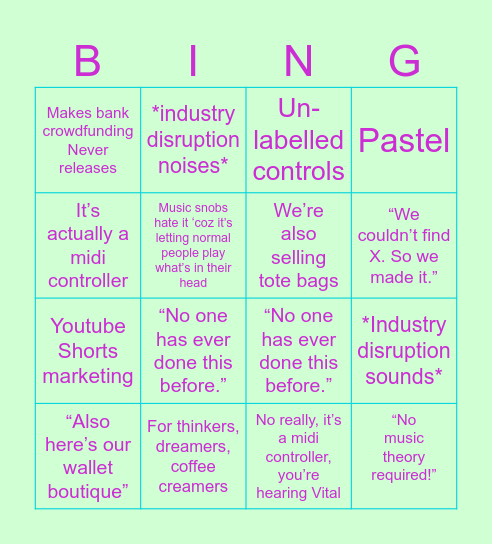 Gimmick Gear Bingo Card