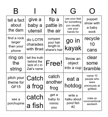 Grill Fest Bango Bingo Card