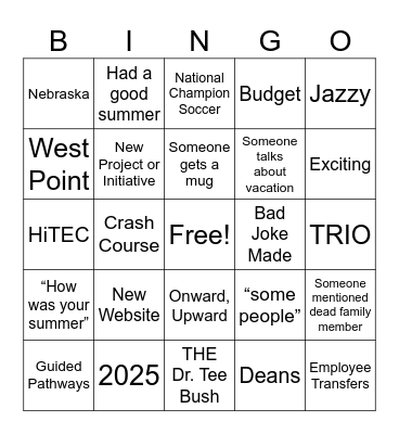 F25 Inservice Bingo Card