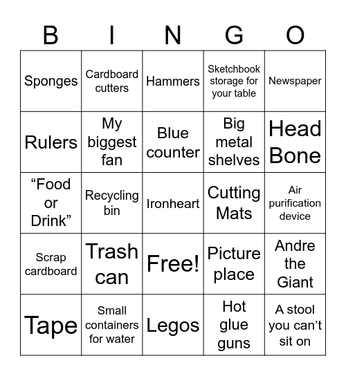 Sculpture Scavenger Hunt Bingo Card