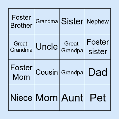 Family Bingo Card