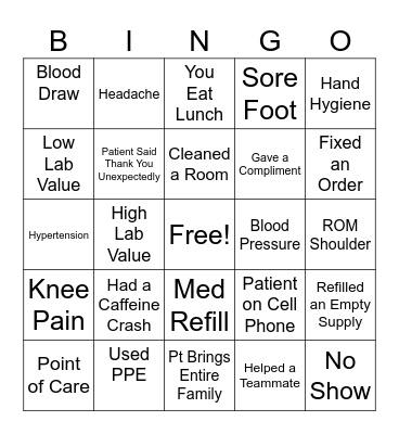 CLINIC BINGO Card