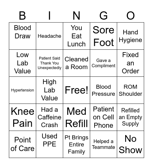 CLINIC BINGO Card