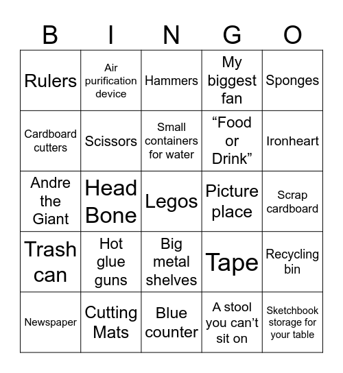 Sculpture Scavenger Hunt Bingo Card