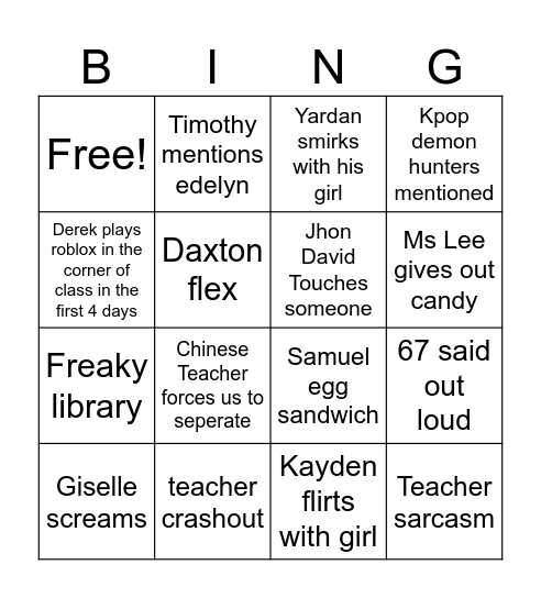 Bing Bingo Card