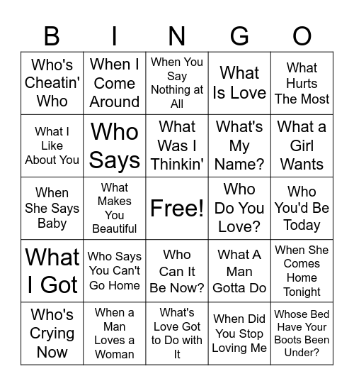 Who? What? When? Bingo Card