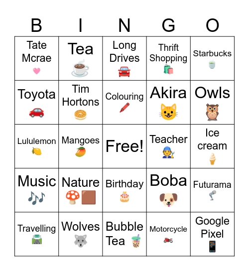 Bingo About Us ♥️ Bingo Card