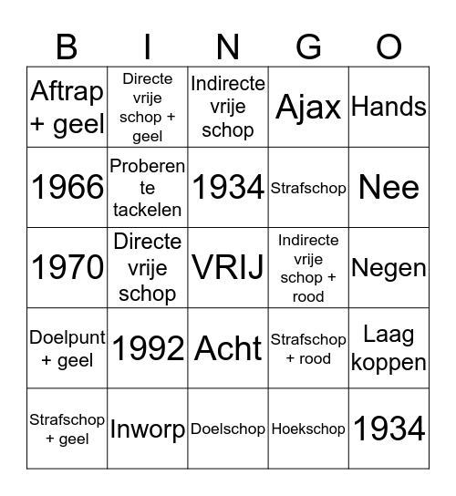 Spelregelbingo DSV Bingo Card
