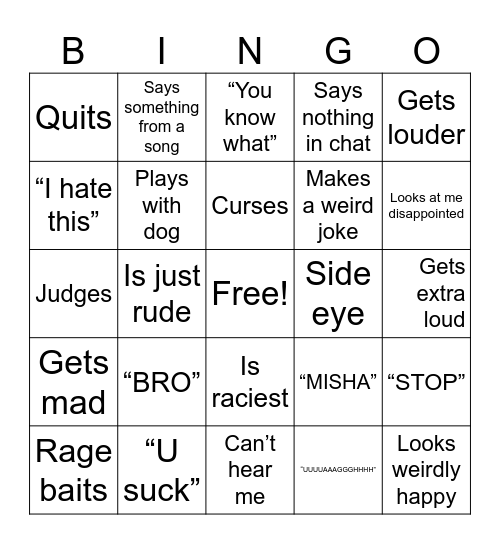 Mya bingo 2 Bingo Card