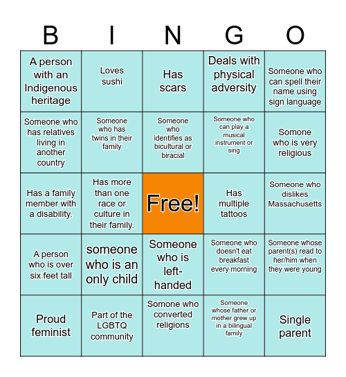 Diversity, Inclusion, & Belonging Bingo Card