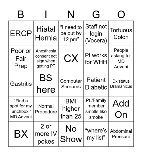 Advani’s Bingo Card