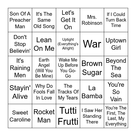 Music Bingo! Bingo Card