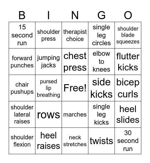 THERAPY BINGO Card