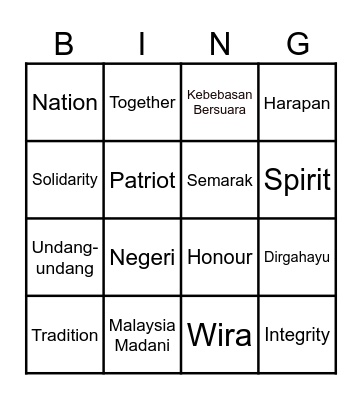 Kebebasan Bersuara Bingo Card
