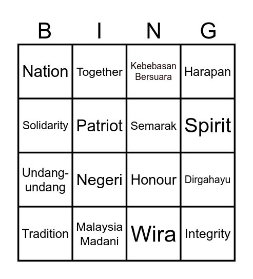 Kebebasan Bersuara Bingo Card