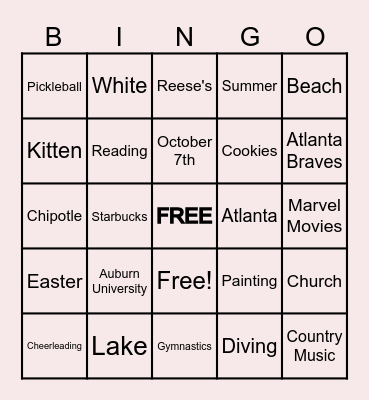 Get to Know Ms. Hagerman! Bingo Card