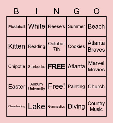 Get to Know Ms. Hagerman! Bingo Card