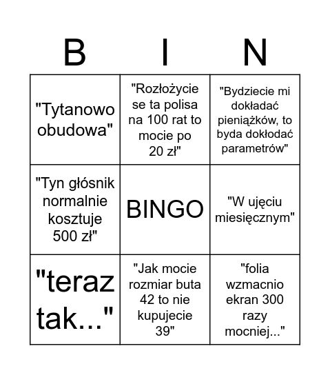 Radek Bingo Card