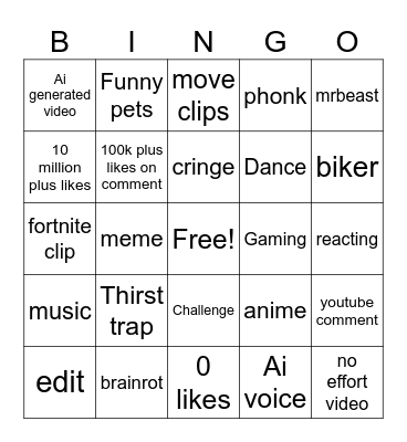 something nobody would ever search for there life teheheh Bingo Card